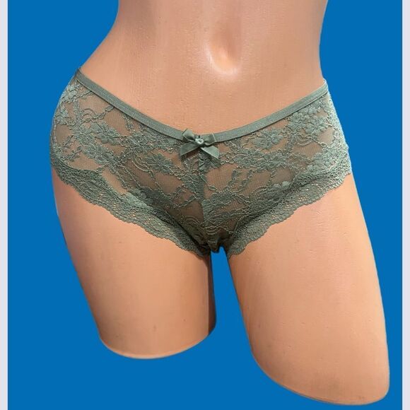 Victorias Secret Very Sexy Cut Out Strappy Back Lace cheeky panty olive Medium - Picture 7 of 8